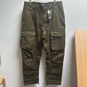 Men’s NWT Diesel cotton military style cargo pants army green 33